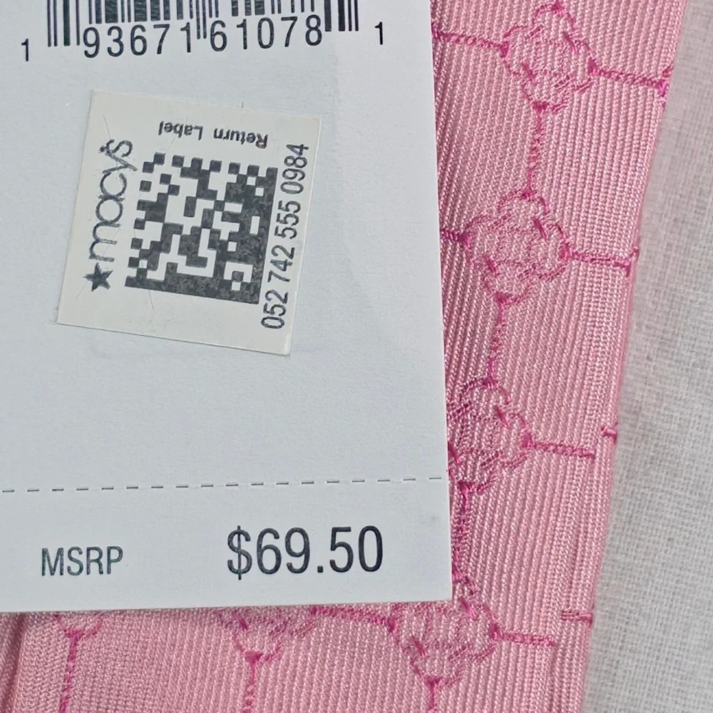 Tommy Hilfiger Mens Tie One Size Pink Derby Grid Silk Blend Formal Necktie NWT